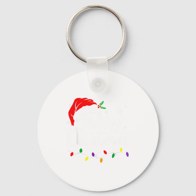 Llavero Merry Christmas Lights Red Santa Hat Xmas Family M (Anverso)