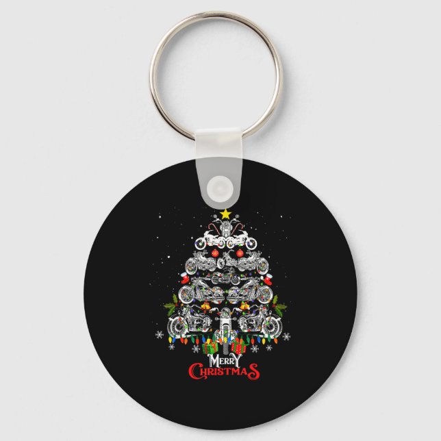 Llavero Merry Christmas Motorcycle Tree Christmas Lights B (Anverso)
