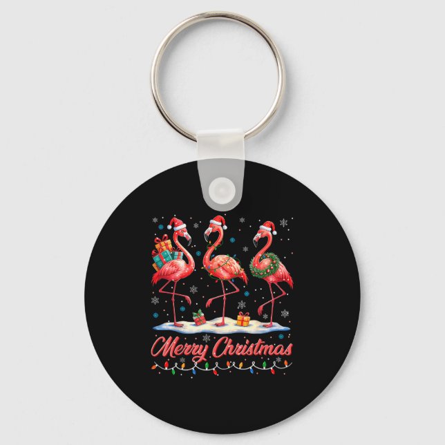 Llavero Merry Christmas Nk Flamingo Santa Xmas Womens Mens (Anverso)