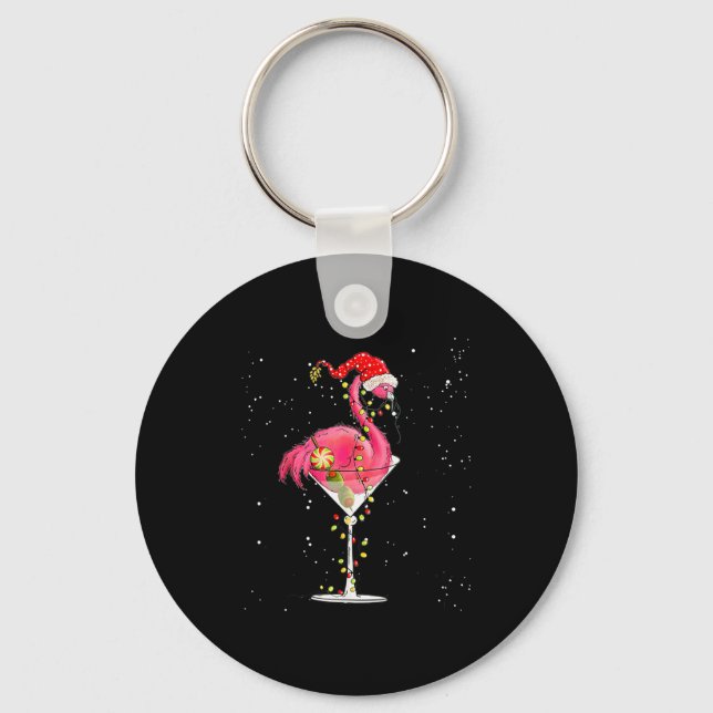 Llavero Merry Christmas Nk Flamingo Wine Drinking Lights X (Anverso)