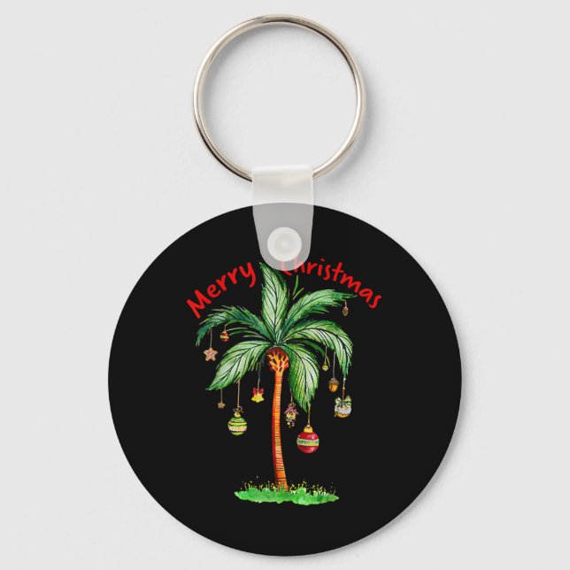 Llavero Merry Christmas Palm Tree Hawaii Hawaiian Tropical (Anverso)