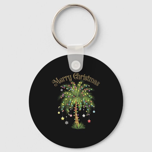 Llavero Merry Christmas Palm Tree Light Hawaiian Trocal Ch (Anverso)
