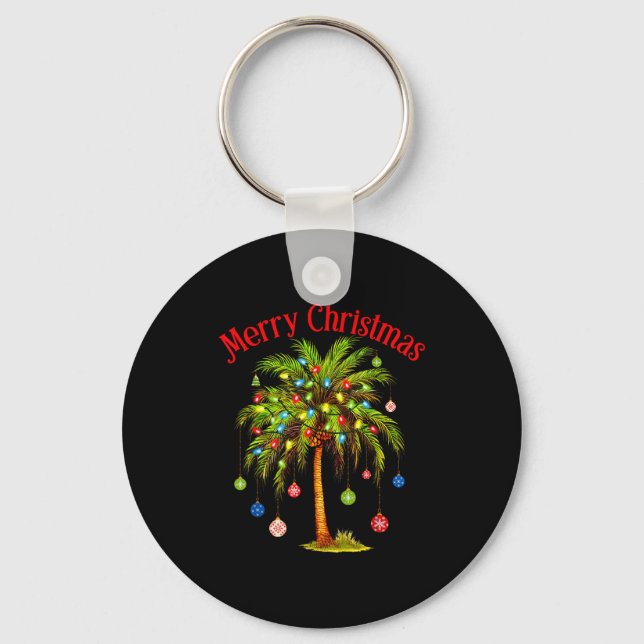 Llavero Merry Christmas Palm Tree Light Hawaiian Trocal Ch (Anverso)