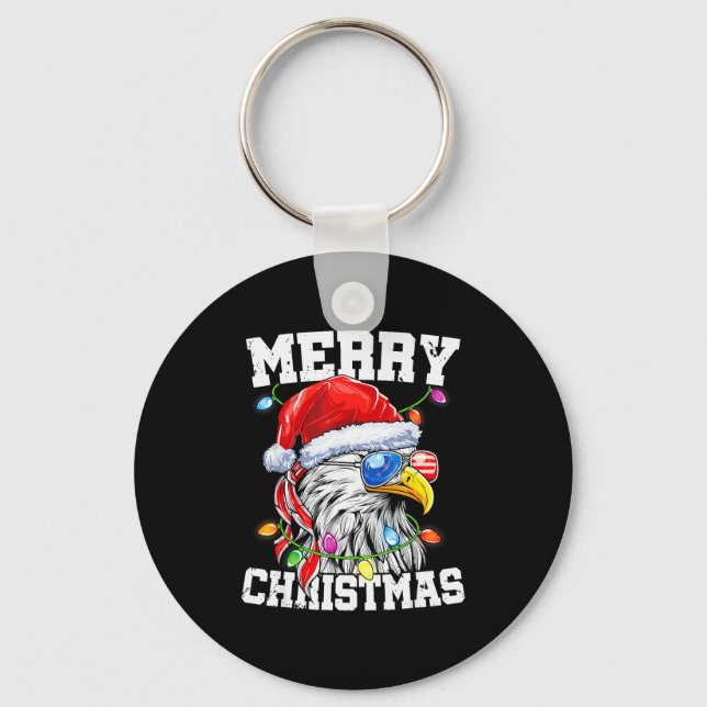 Llavero Merry Christmas Patriotic Usa Patriotic Santa Bald (Anverso)