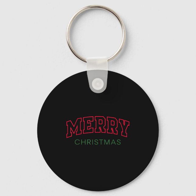 Llavero Merry Christmas Red Green Athletic Text Family San (Anverso)