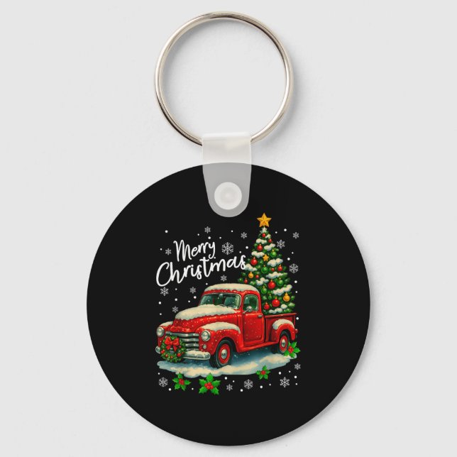 Llavero Merry Christmas Red Truck Funny Xmas Tree Family M (Anverso)