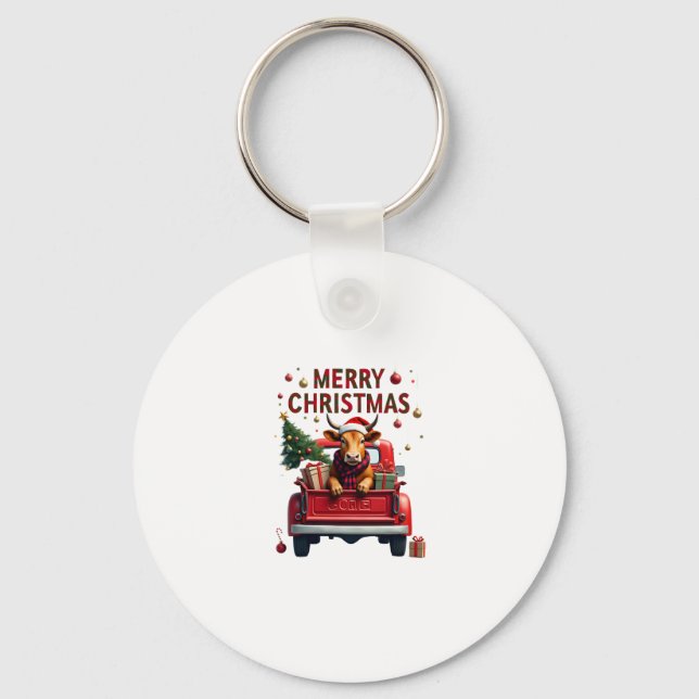 Llavero Merry Christmas Scottish Highland Cow Xmas Farm An (Anverso)