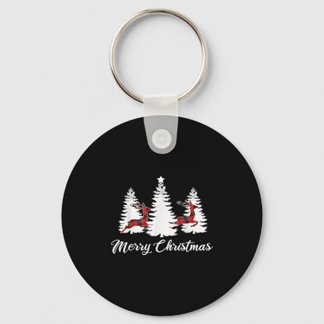 Llavero Merry Christmas Shirt For Women Buffalo Plaid Rein (Anverso)