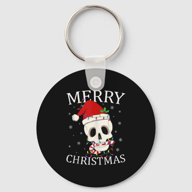 Llavero Merry Christmas Skeleton Skull Xmas Lights Men Wom (Anverso)
