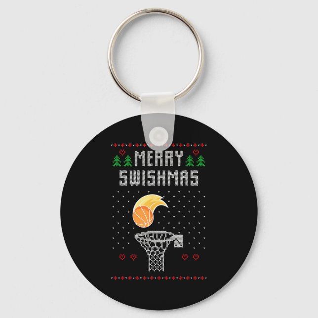 Llavero Merry Christmas Swishmas Basketball Xmas Gift Ugly (Anverso)