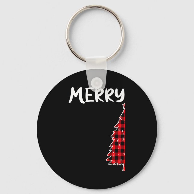Llavero Merry Christmas Tree Buffalo Plaid Xmas Couples Ma (Anverso)