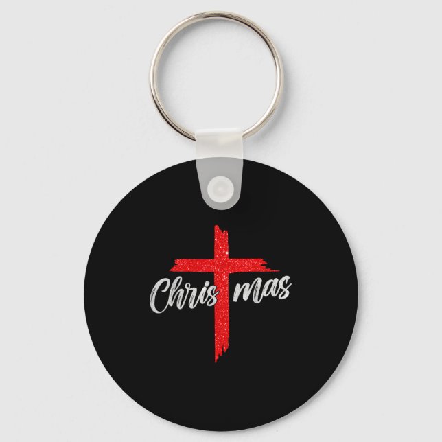 Llavero Merry Christmas Tree Christian Cross Jesus Faith B (Anverso)