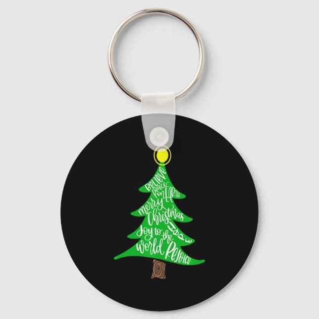 Llavero Merry Christmas Tree Tygraphy For Men Women Kid  (Anverso)