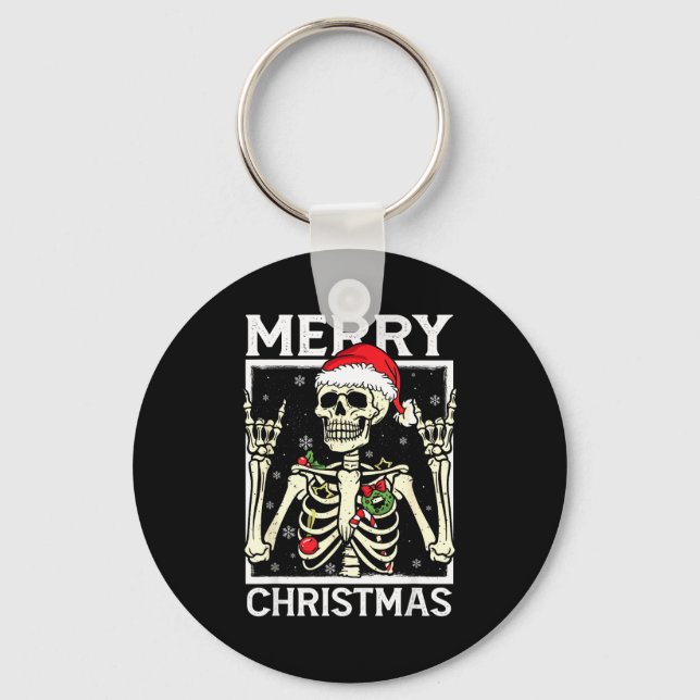 Llavero Merry Christmas Xmas Skull Skeleton Funny Men Wome (Anverso)