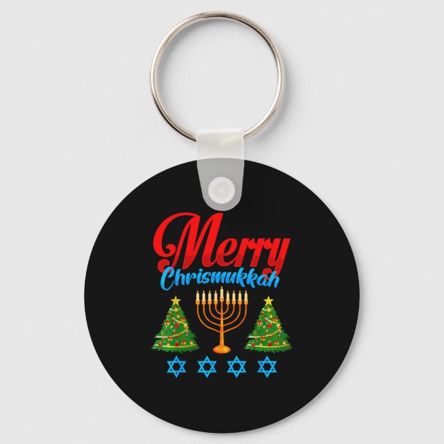 Llavero Merry Christmukkah Jewish Xmas Christmas Hanukkah  (Anverso)