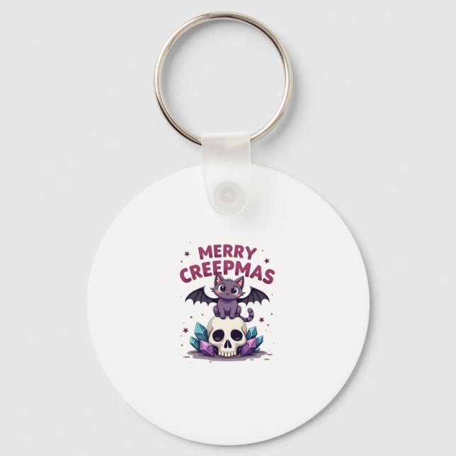 Llavero Merry Creepmas Cat Pastel Goth Christmas Skull T-S (Anverso)