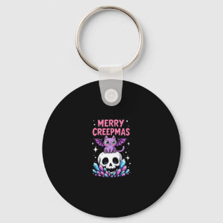 Llavero Merry Creepmas Cat Pastel Goth Christmas Skull T-S