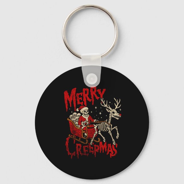 Llavero Merry Creepmas Skeleton Creepy Christmas Goth Holi (Anverso)