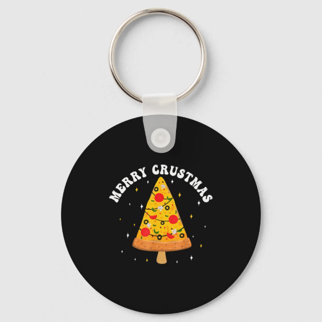 Llavero Merry Crustmas Funny Zza Slice Christmas Tree Zza  (Anverso)