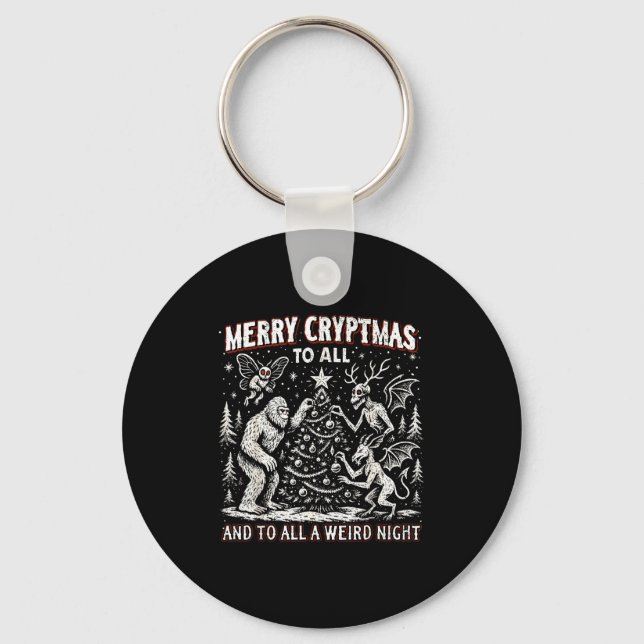 Llavero Merry Cryptmas Weird Night Cryptid Holiday Art  (Anverso)