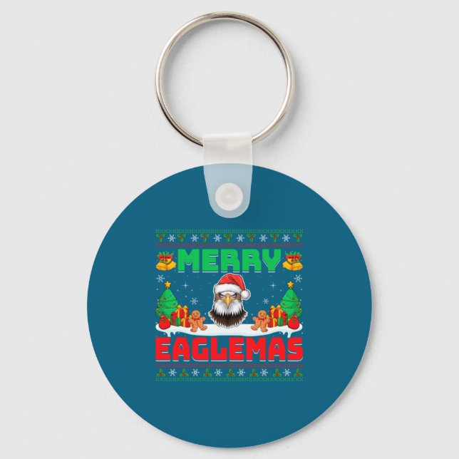 Llavero Merry Eaglemas - Eagle Wearing Santa Hat Ugly Chri (Anverso)