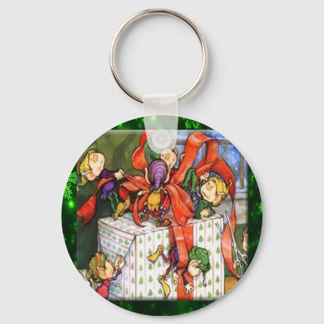 Llavero Merry Elves Wrapping Present Keychain (Anverso)