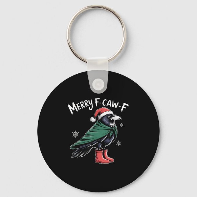 Llavero Merry F-caw-f Crow, Black Bird Christmas, Christma (Anverso)