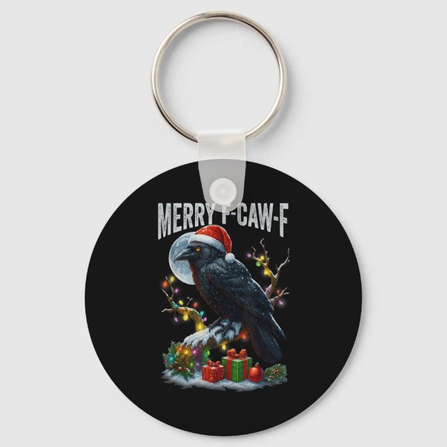 Llavero Merry F-caw-f Funny Christmas Black Crow Merry Xma (Anverso)
