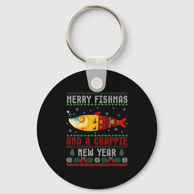 Llavero Merry Fishmas And A Crape New Year Ugly Fisherman  (Anverso)
