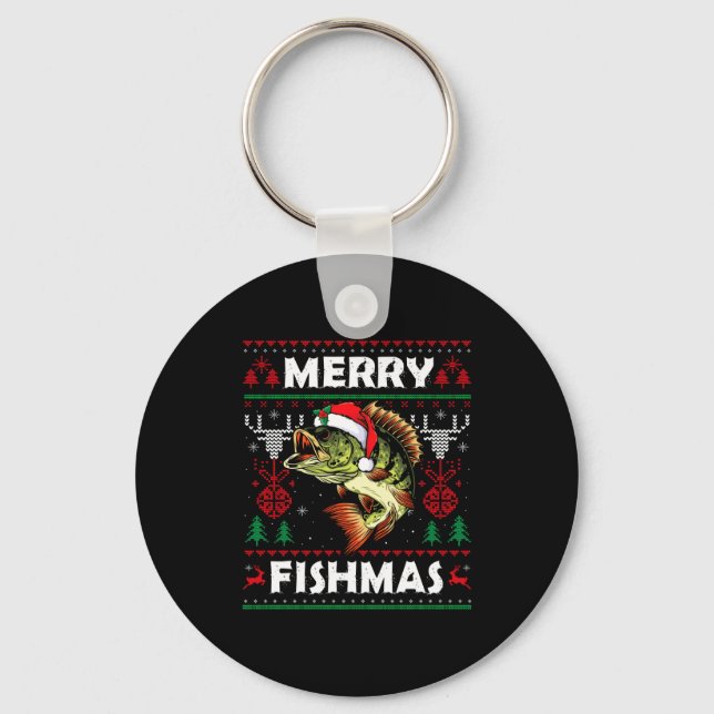 Llavero Merry Fishmas B Fish Fishing Christmas Ugly Sweate (Anverso)