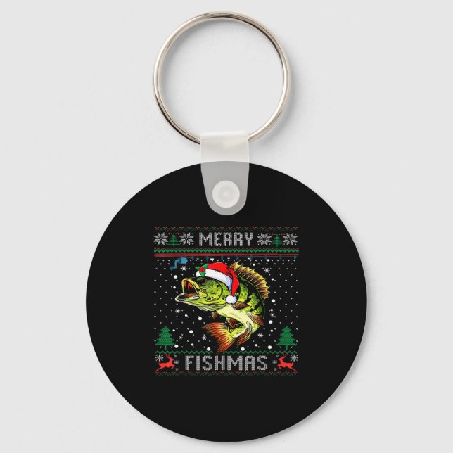 Llavero Merry Fishmas B Fish Fishing Christmas Ugly Sweate (Anverso)
