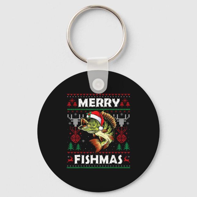 Llavero Merry Fishmas B Fish Fishing Christmas Ugly Sweate (Anverso)