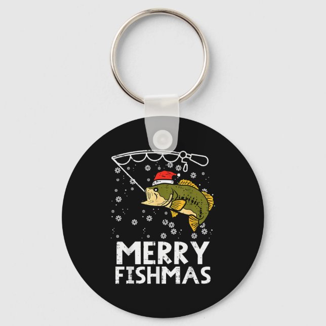 Llavero Merry Fishmas Fish Fishing Xmas Christmas Dad Men  (Anverso)