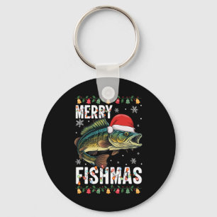 Llavero Merry Fishmas Navidades de pesca divertidos Pajama