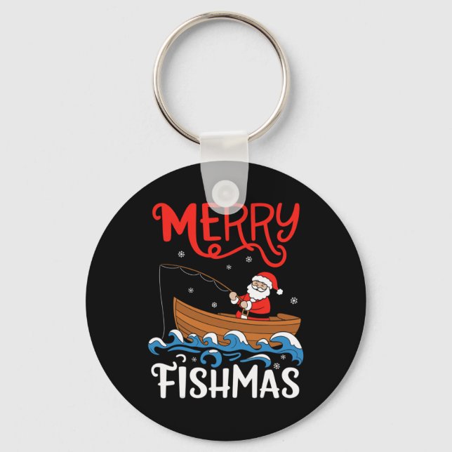 Llavero Merry Fishmas Navidades graciosos (Anverso)