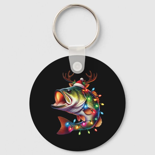 Llavero Merry Fishmas Santa Fishing Amantes Graciosos (Anverso)