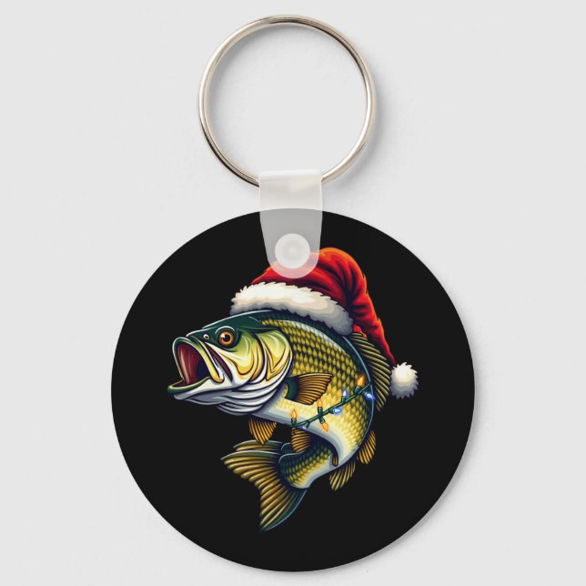 Llavero Merry Fishmas Santa Fishing Amantes Graciosos (Anverso)