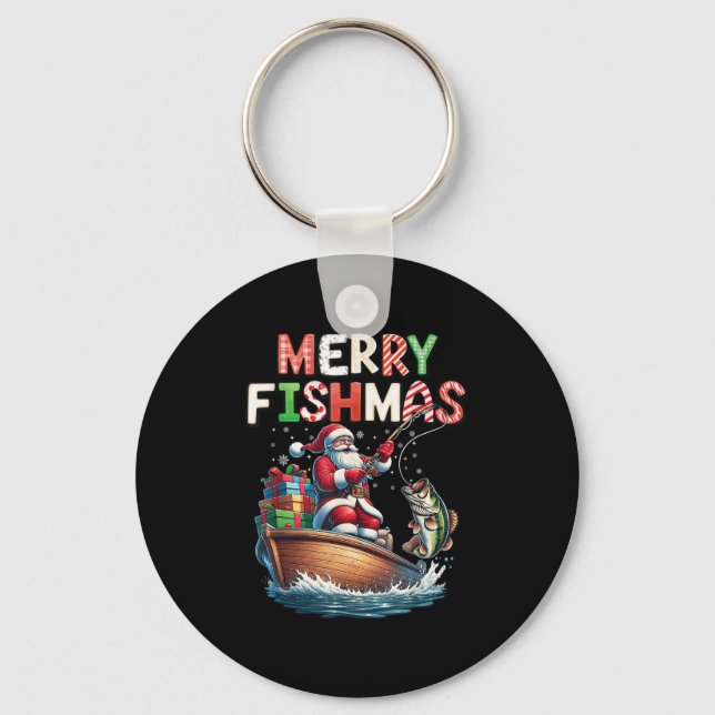 Llavero Merry Fishmas Santa Fishing Lovers Funny Fisherman (Anverso)