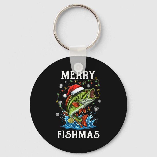 Llavero Merry Fishmas Santa Fishing Lovers Funny Fisherman (Anverso)