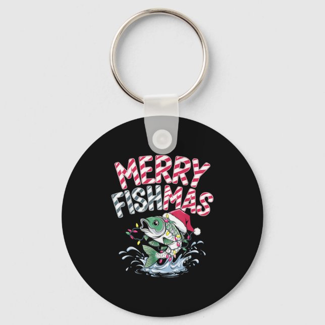 Llavero Merry Fishmas Santa Fishing Lovers Funny Fisherman (Anverso)