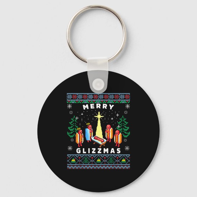 Llavero Merry Glizzmas Funny Ugly Christmas Sweater Glizzy (Anverso)