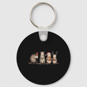 Llavero Merry Hissmas Opossum Navidades Santa Hat Xmas Lig