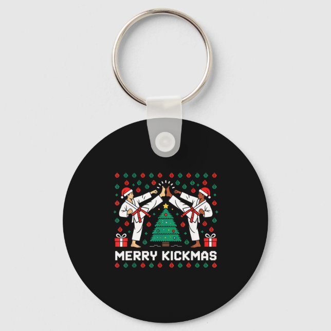 Llavero Merry Kickmas Funny Karate Jiu Jitsu Ugly Christma (Anverso)