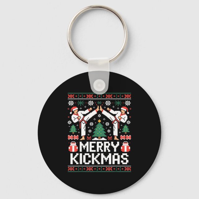 Llavero Merry Kickmas Karate Jiu Jitsu Ugly Christmas Desi (Anverso)