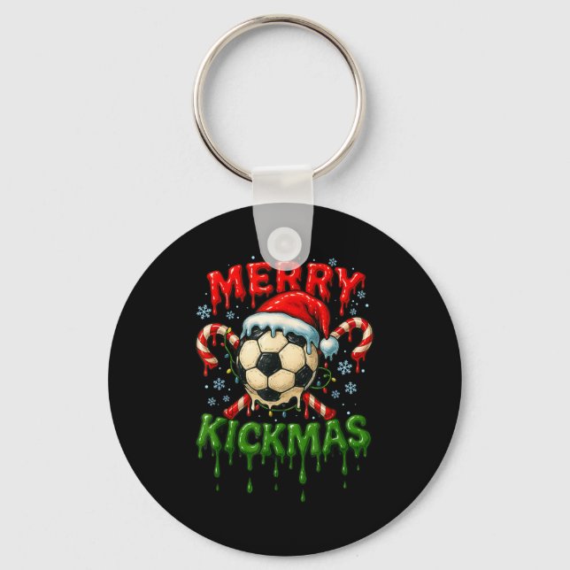 Llavero Merry Kickmas Soccer Christmas Candy Cane Ice Crea (Anverso)