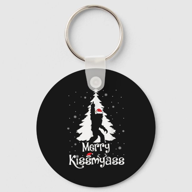 Llavero Merry Kissmy Funny Bigfoot Yeti Sasquatch Christma (Anverso)