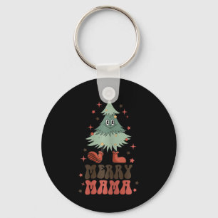 Llavero Merry Mama Retro Árbol de Navidad Face Groovy Matc