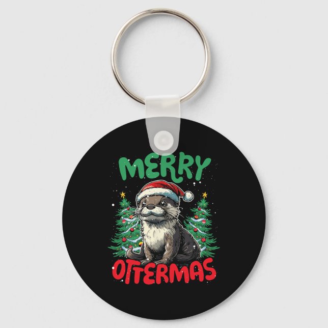 Llavero Merry Ottermas Navidades graciosos Duck Lover (Anverso)