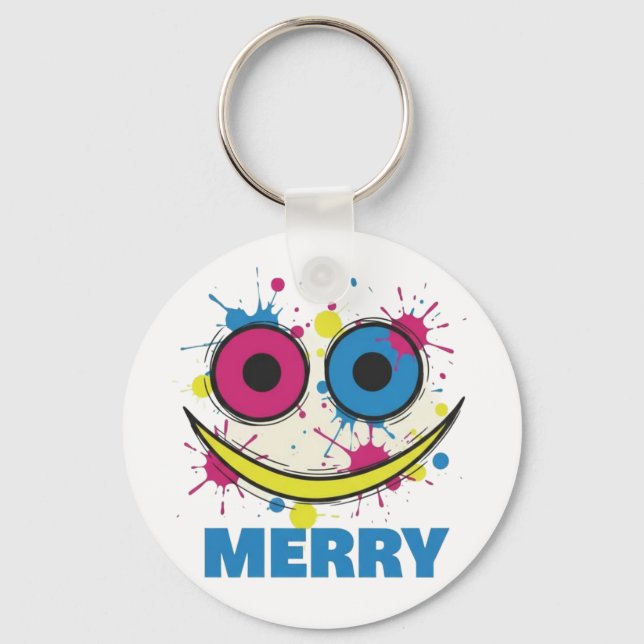 Llavero Merry Pop: Colorful & Playful Modern Art Christmas (Anverso)