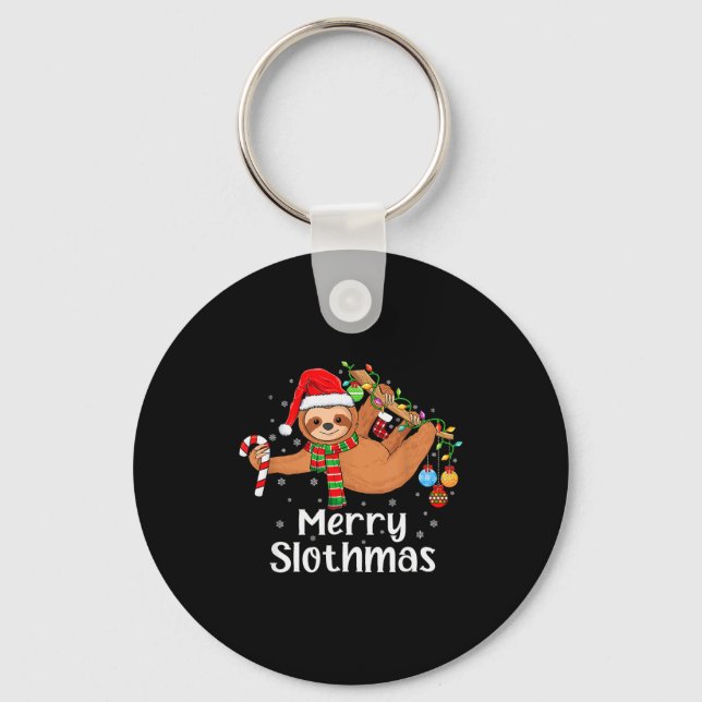 Llavero Merry Slothmas Cute Xmas Sloth Santa Hat Christmas (Anverso)
